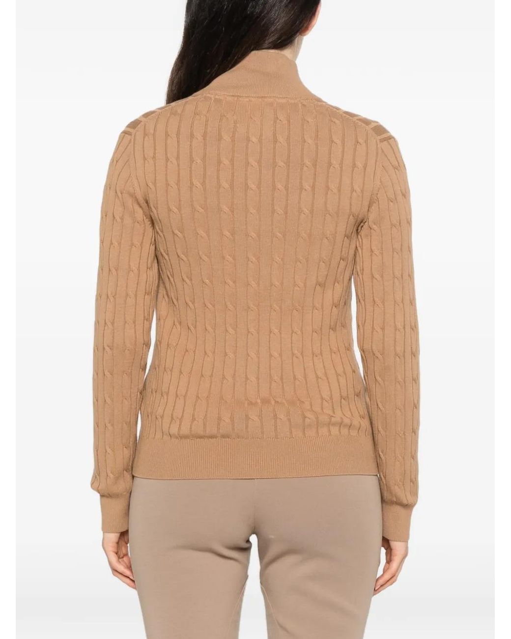 Gant Natural Cable-Knit Half-Zip Sweater