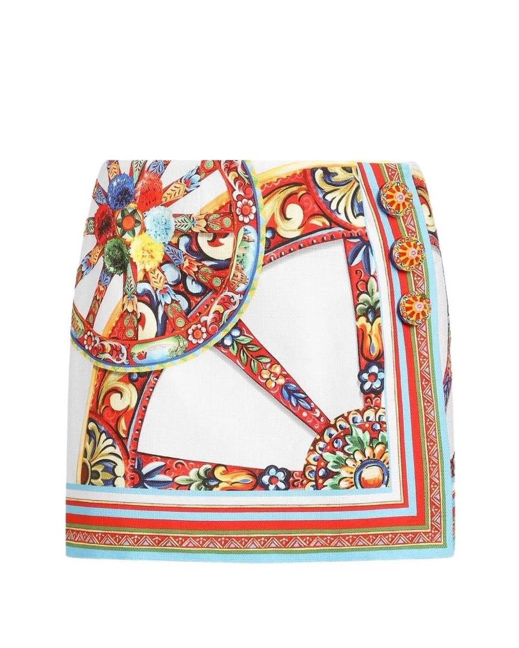 Dolce & Gabbana Red Carretto-Print Fabric Miniskirt