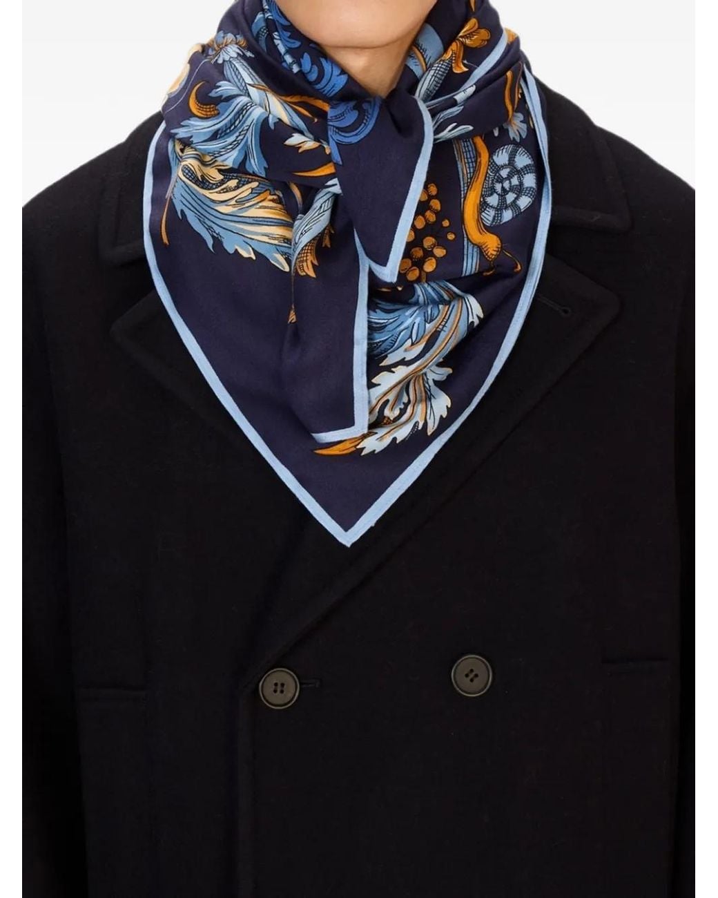 Inoui Edition Blue Rococo Square-Shape Scarf
