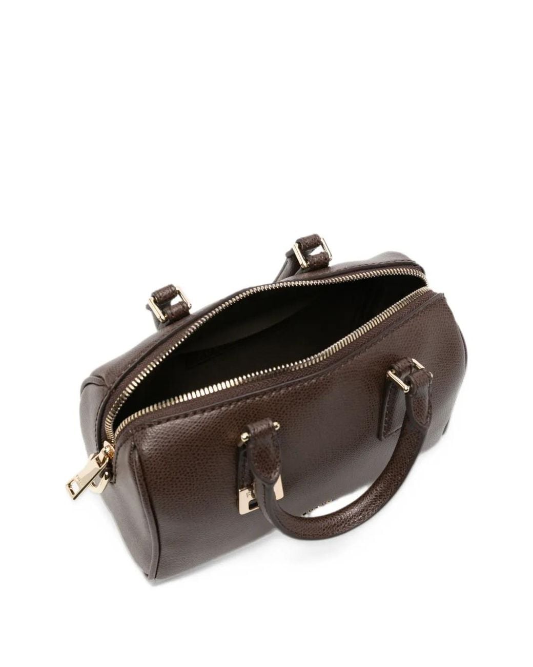 Furla Brown Sac À Main En Cuir À Plaque Logo