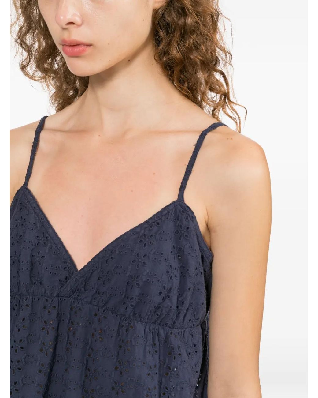 AAPE BY A BATHING AP Blue Broderie-Anglaise Empire-Line Camisole