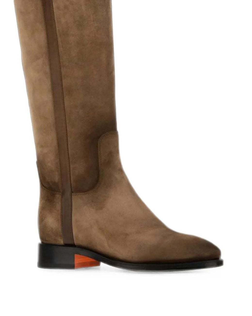 Santoni Brown Buckle-Detail Suede Knee-High Boots
