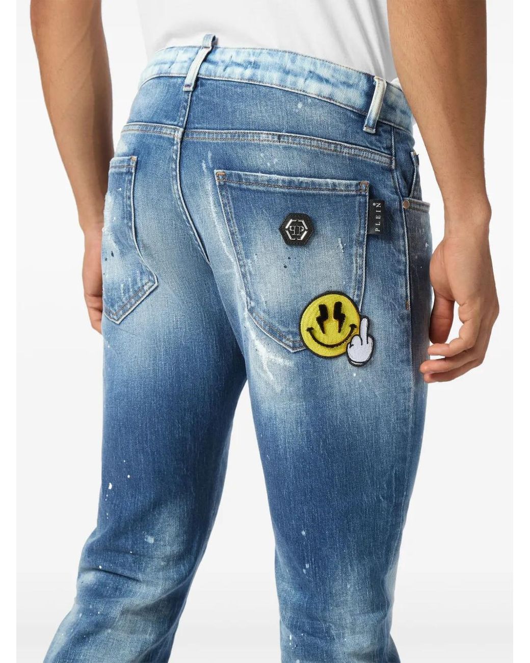 Philipp Plein Jeans Mit Smiley-Patch in Blue für Herren
