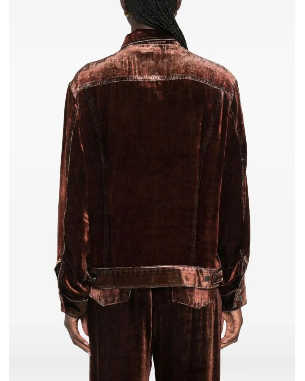 Pierre Louis Mascia Brown Velvet-Effect Buttoned Jacket