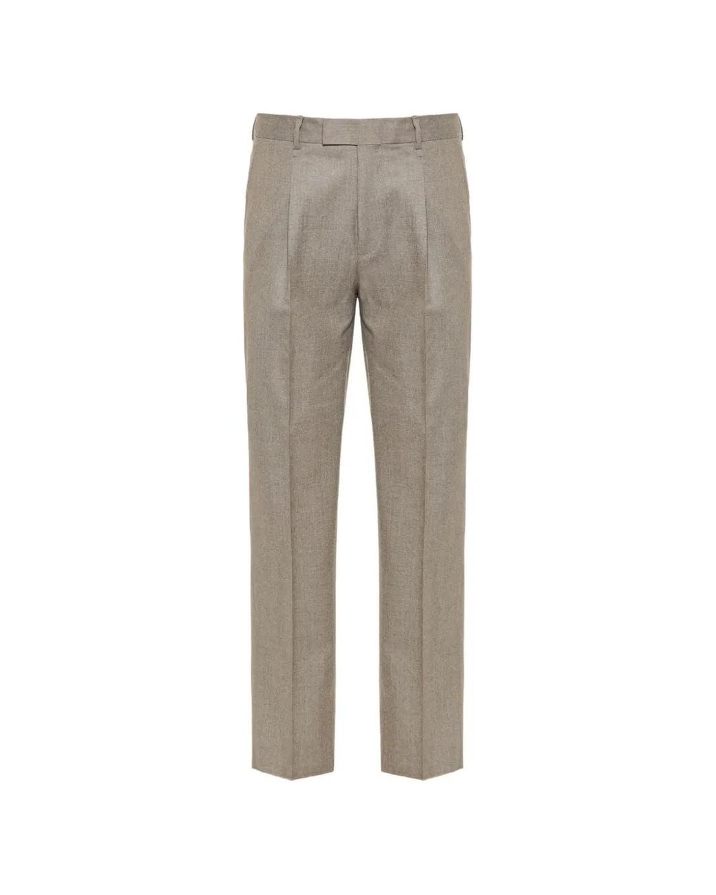 Zegna Gray Pressed-Crease Formal Trousers for men