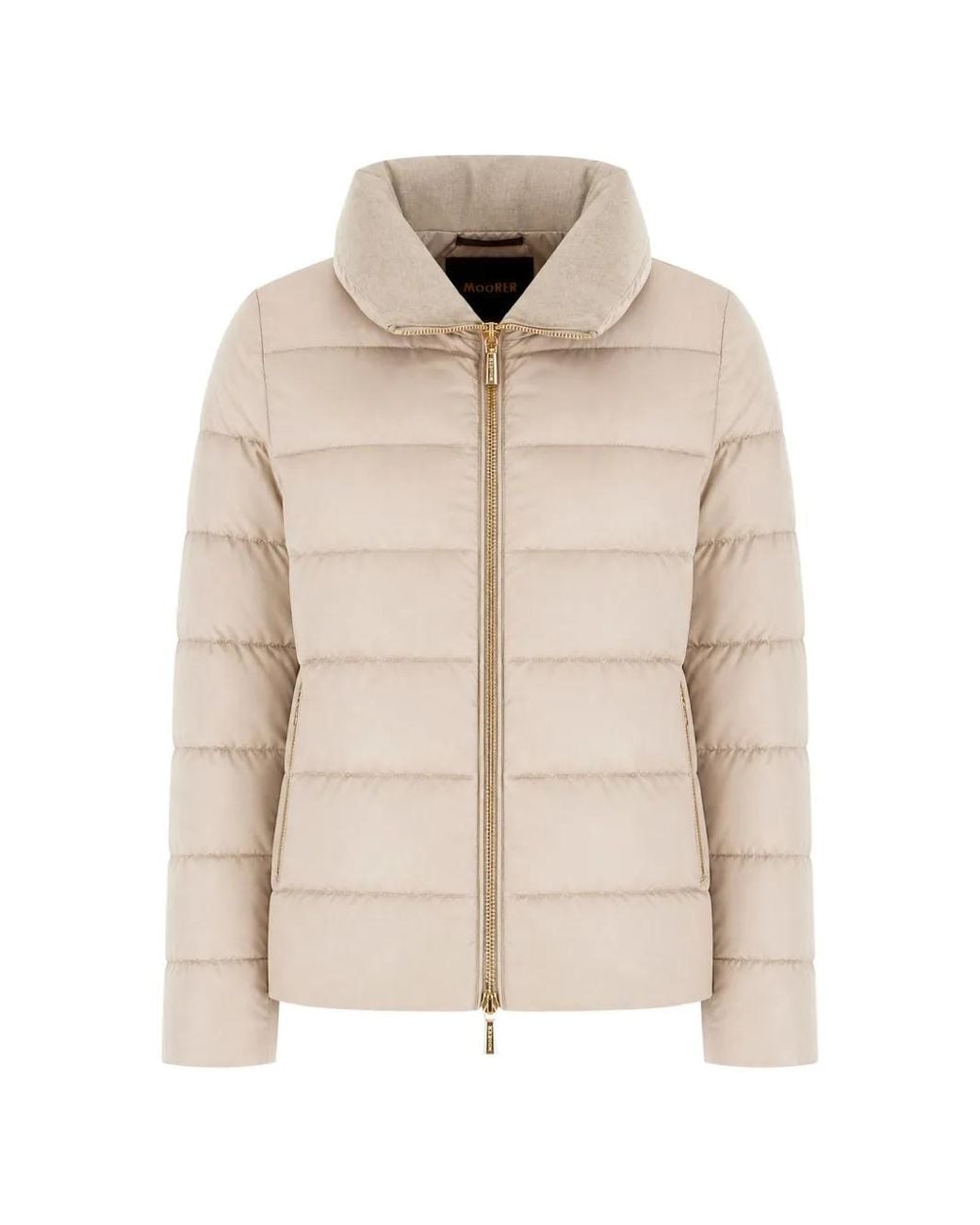 Moorer Natural Argentea Quilted Funnel-Neck Jacket