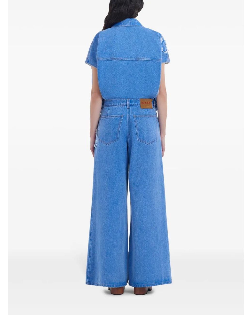 Marni Blue Embroidered Straight-Leg Jeans