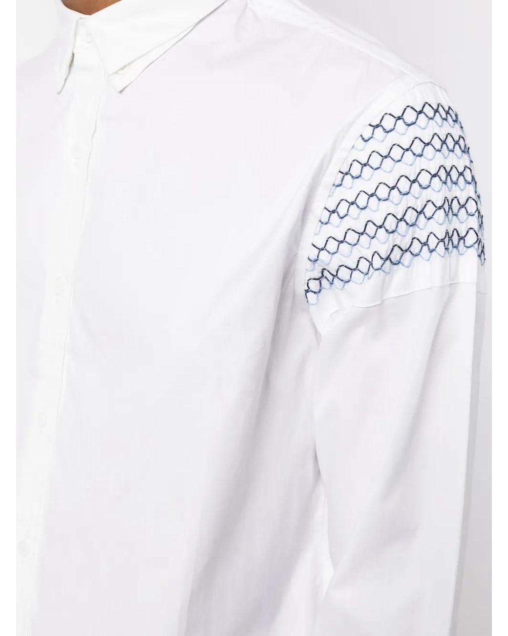 Private Stock White The Romain Embroidered-Design Shirt for men