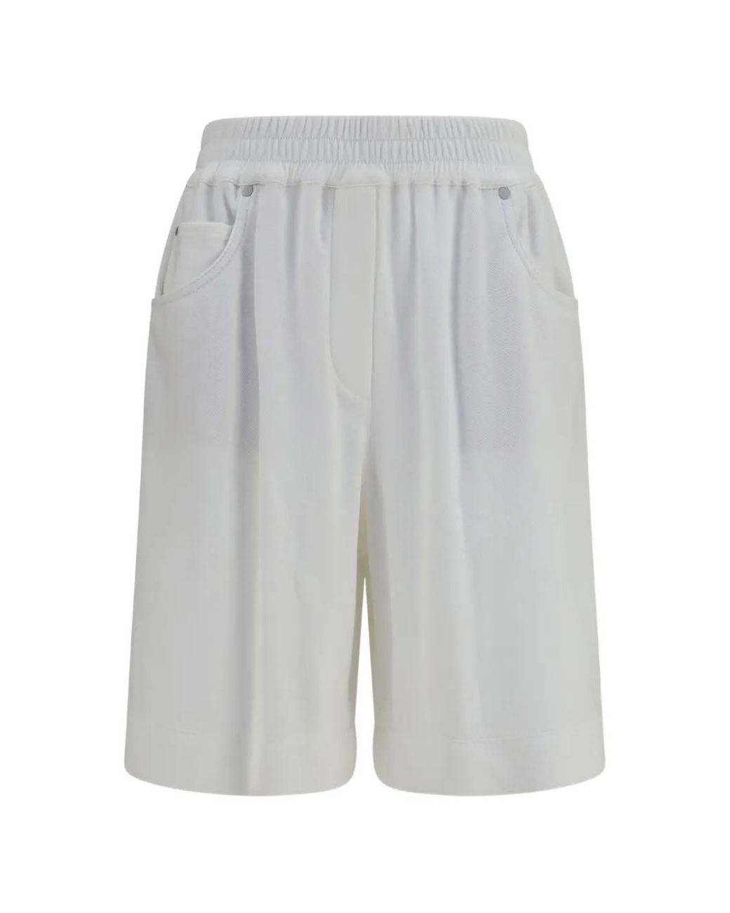 Brunello Cucinelli Gray Elasticated-Waistband Cotton Shorts