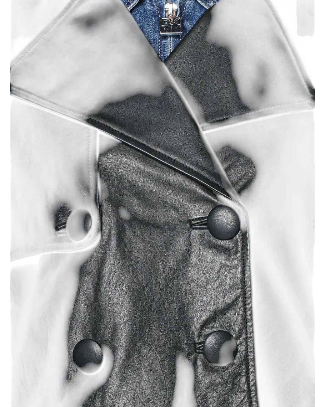ARMANI EXCHANGE Black Double-Breasted Leather Jacket