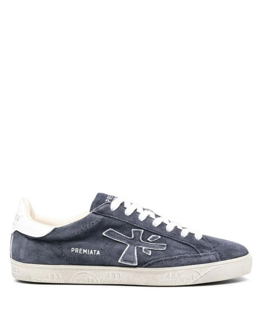 Premiata Blue Calf Suede Sneakers for men