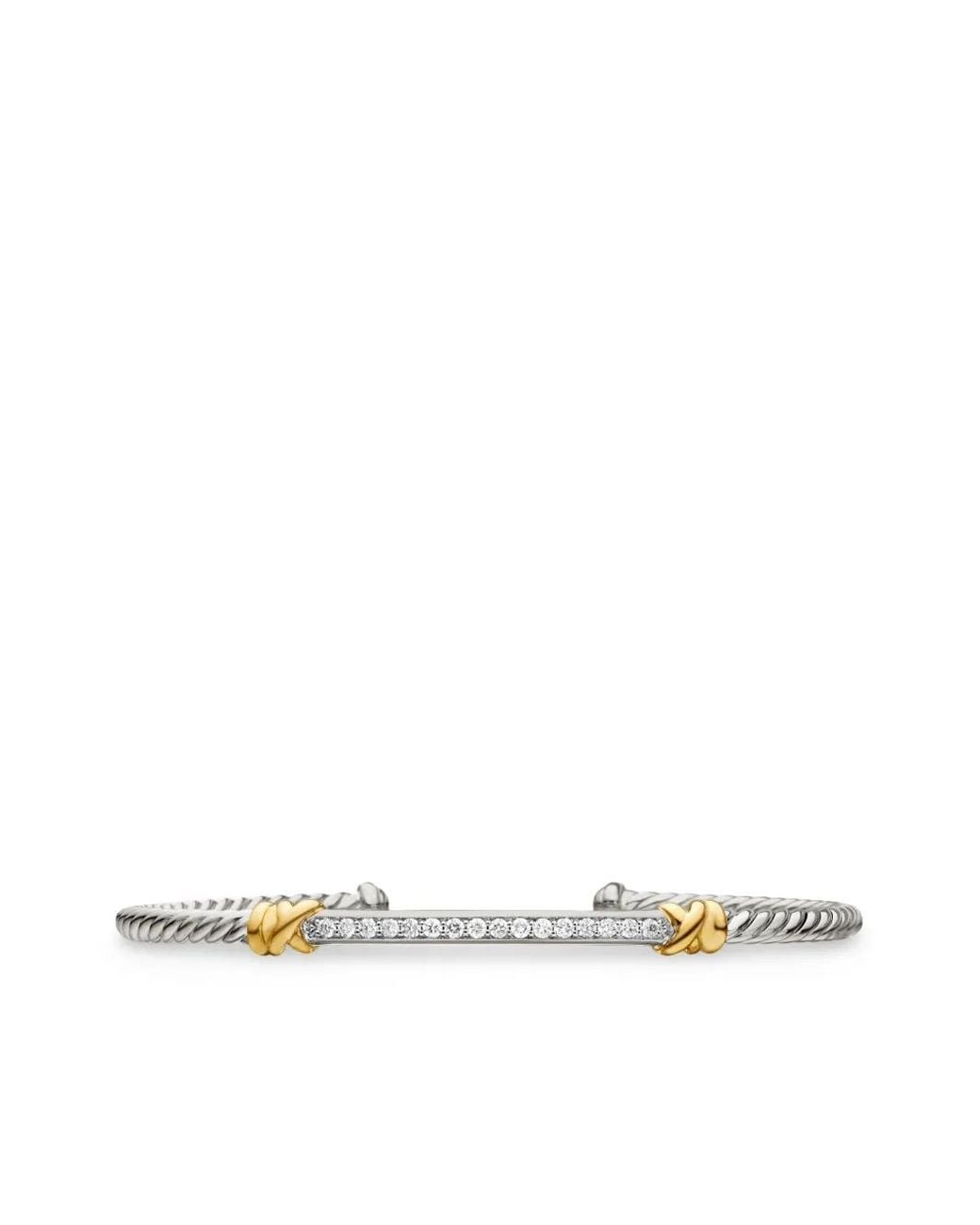 David Yurman White 18Kt And Sterling Petite Helena Classic Cable Station Diamond Bracelet (3Mm)