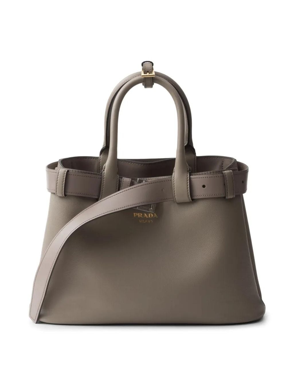 Prada Brown Medium Buckle Tote Bag