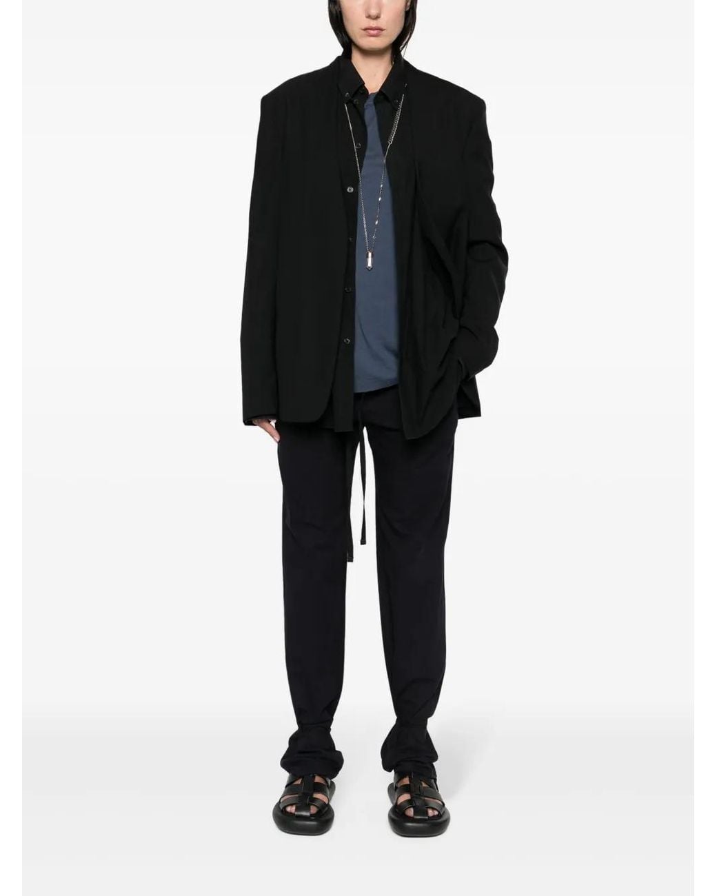 Lemaire Black Cotton Drawstring Trousers