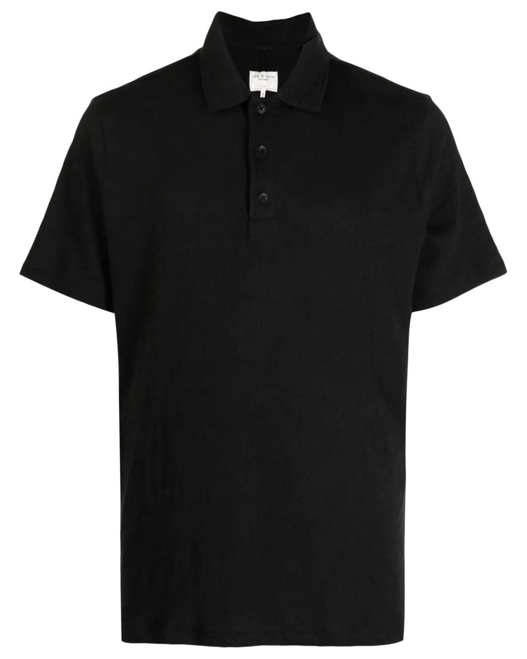 Rag & Bone Black Classic Flame Cotton Polo Shirt for men