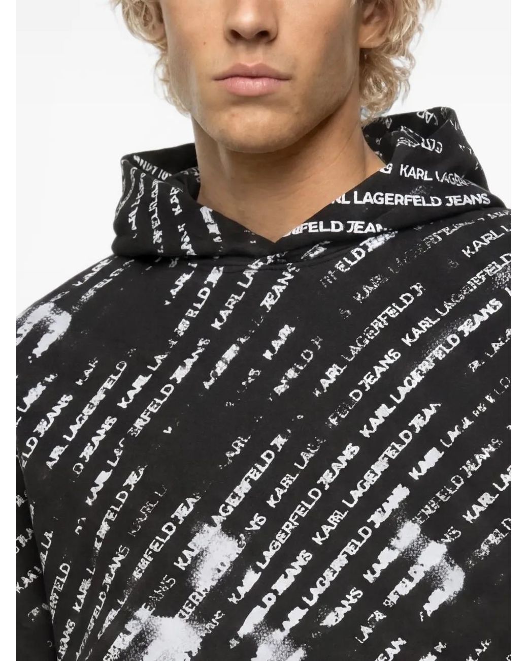 Karl Lagerfeld Black Hoodie Ample À Imprimé Graphique for men
