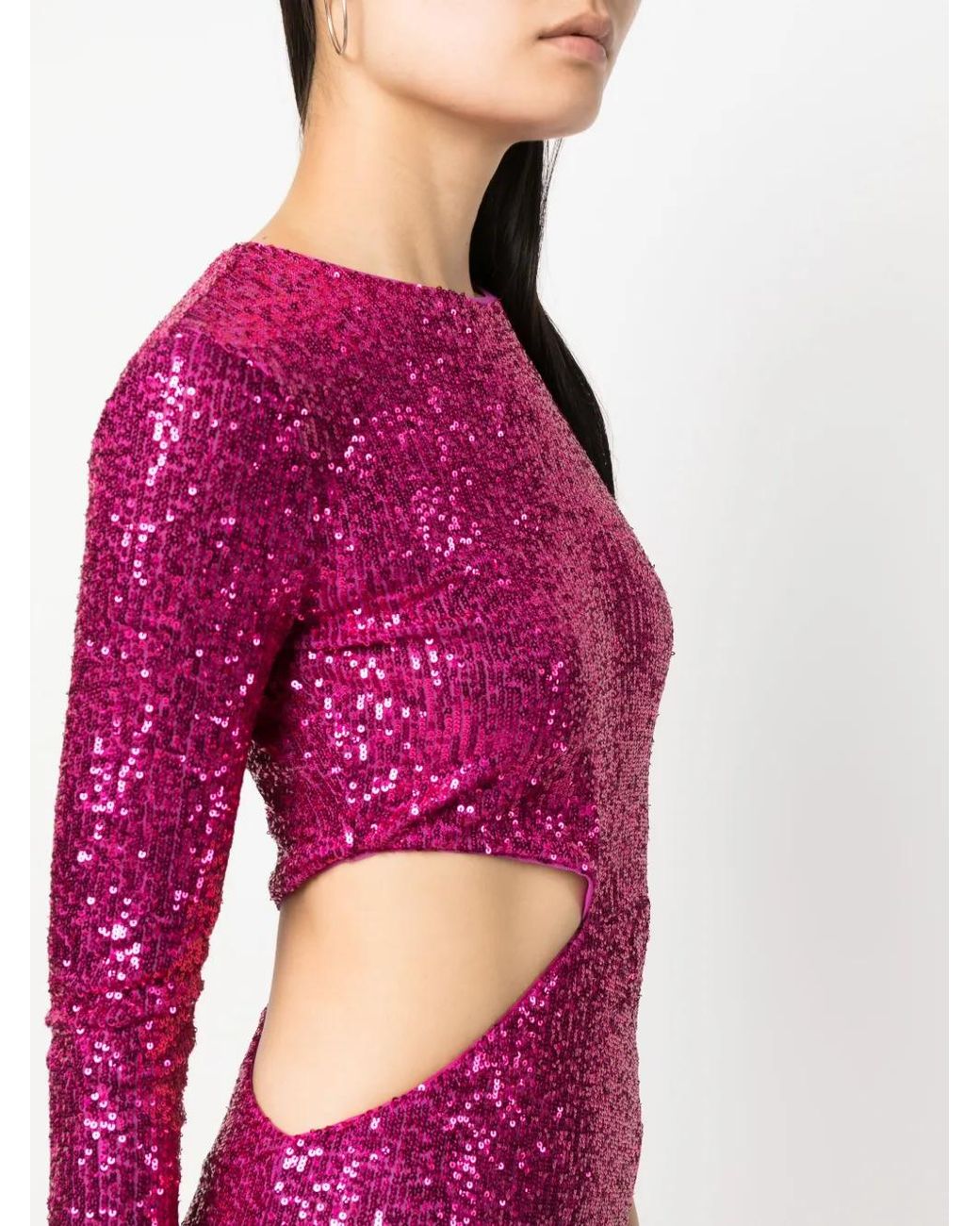 Patrizia Pepe Purple Cut-Out Sequin Minidress