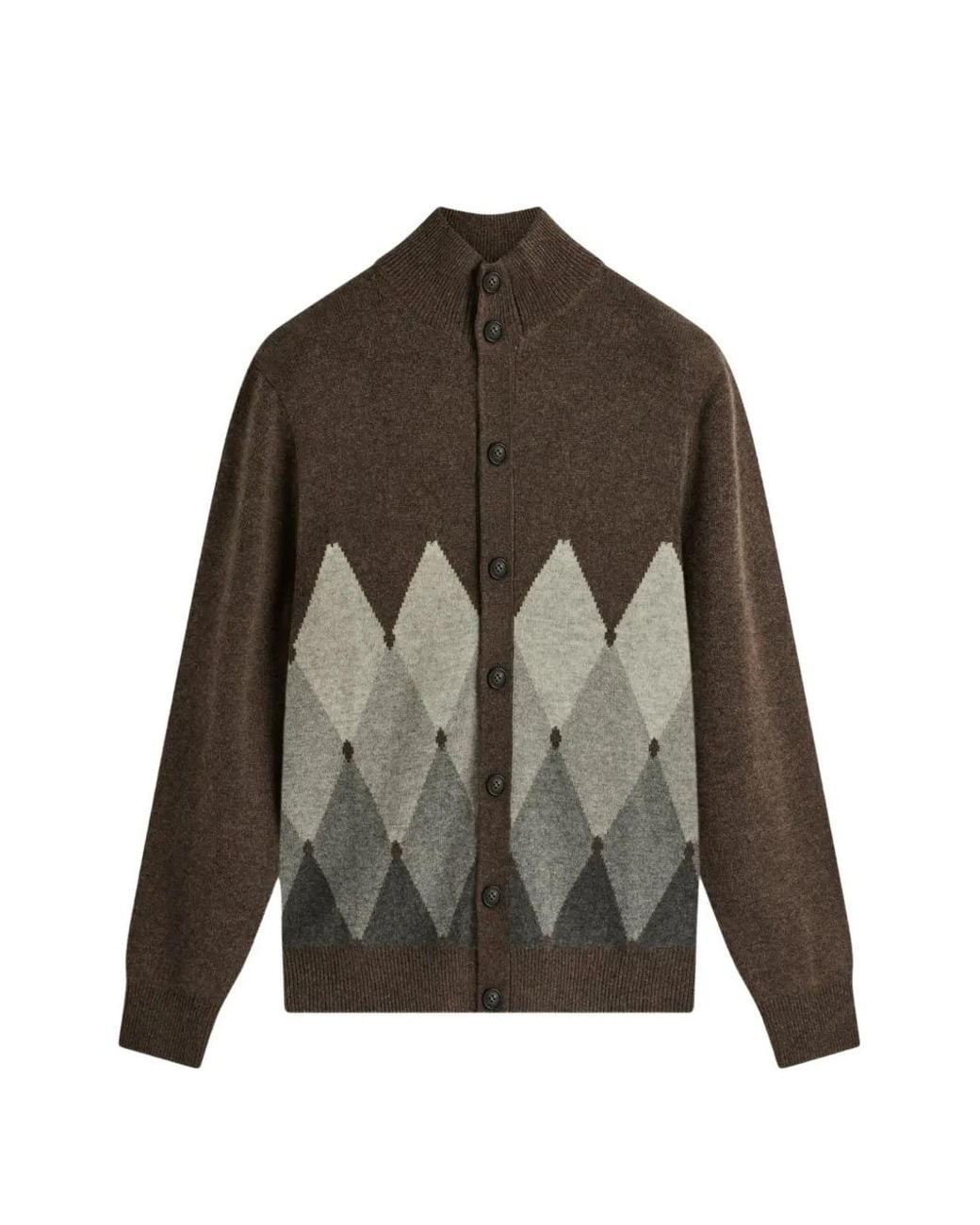 Ballantyne Brown Argyle-Intarsia Cardigan for men
