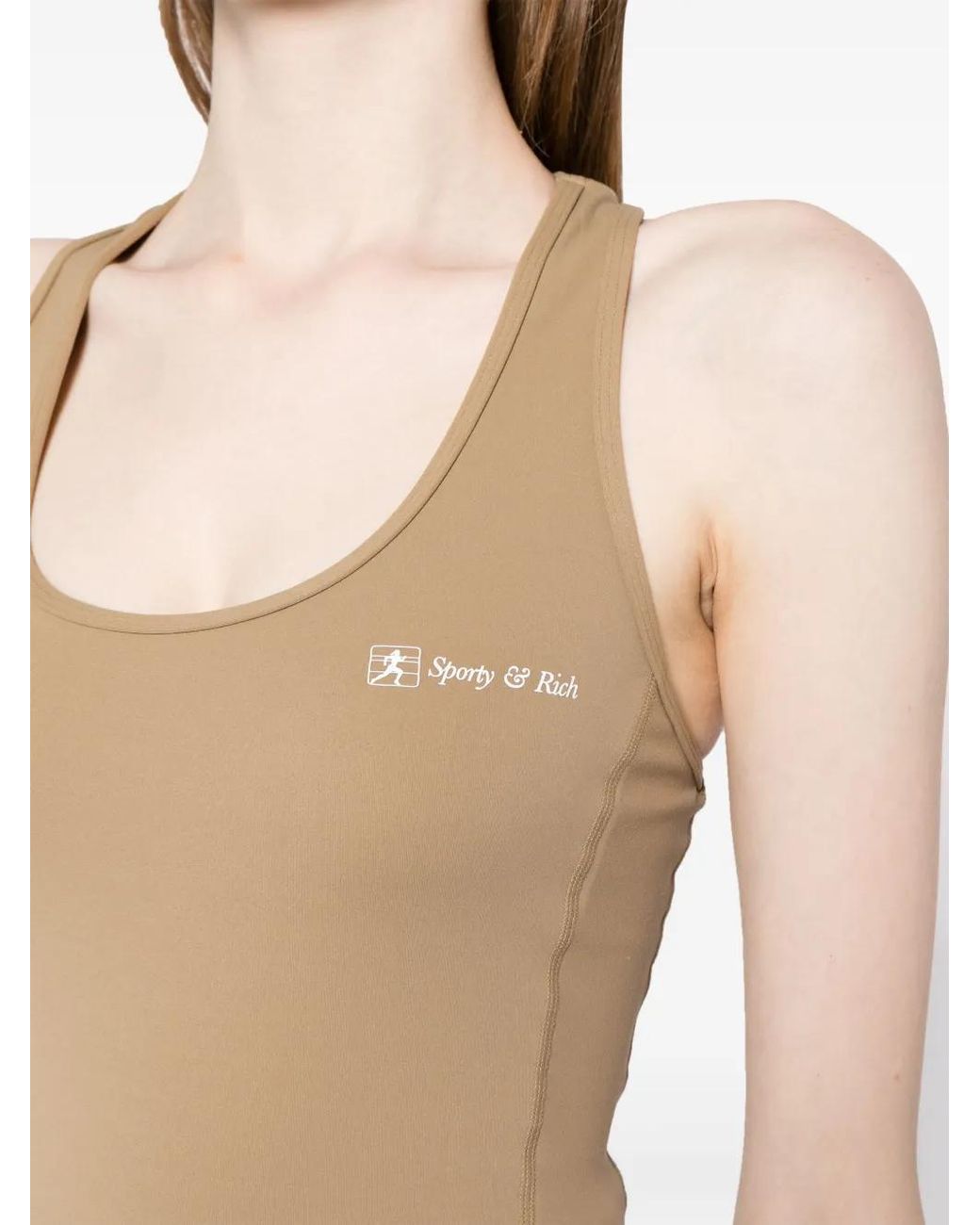 Sporty & Rich Natural Runner Script Sports Tank Top