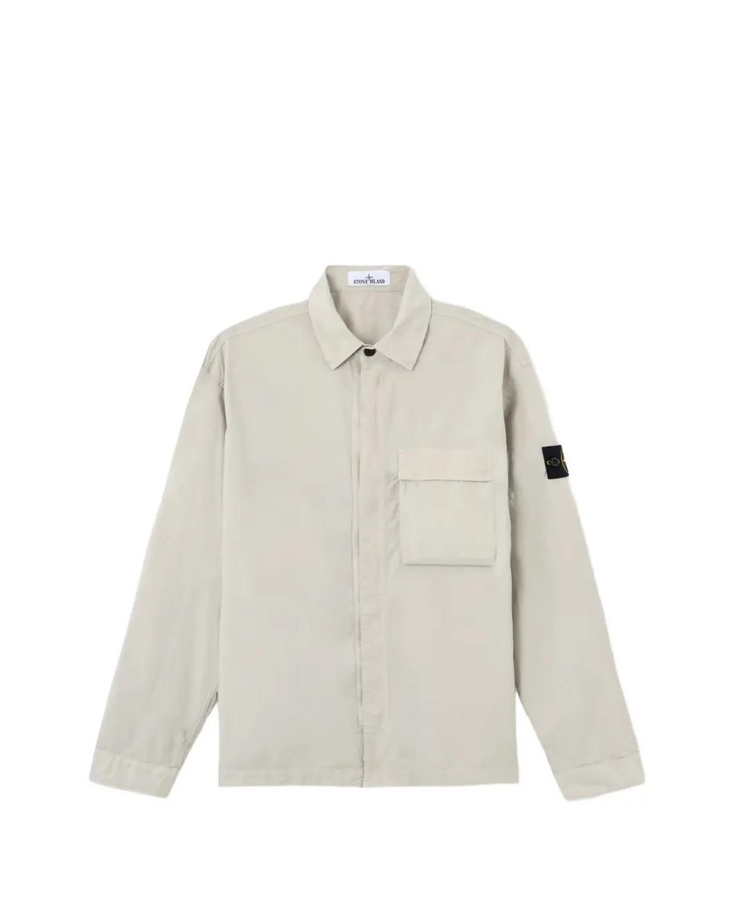 Stone Island White 1200032 Stretch Cotton Tela 'Paracadute' Overshirt for men