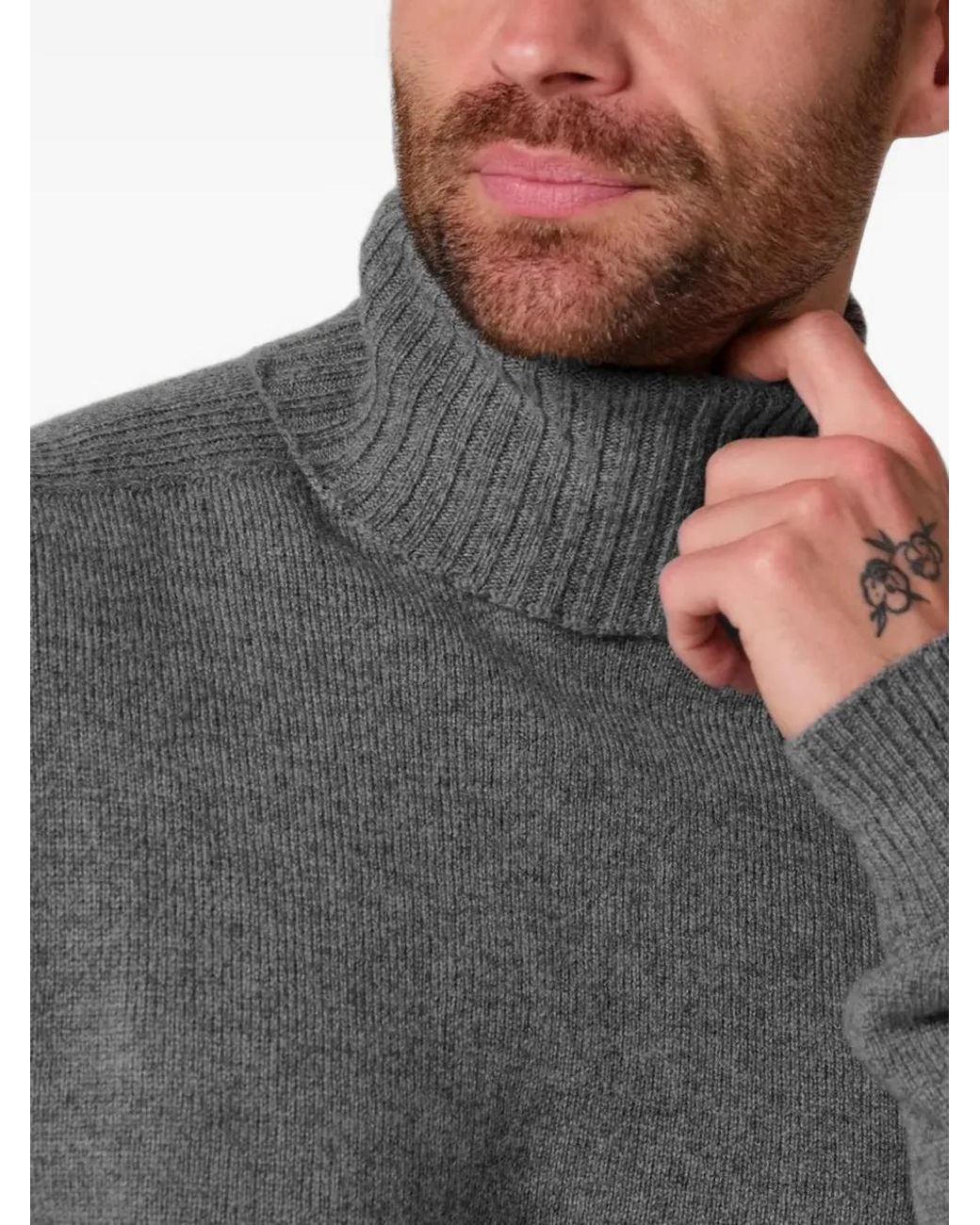 Profuomo Gray Roll-Neck Knitted Sweater for men