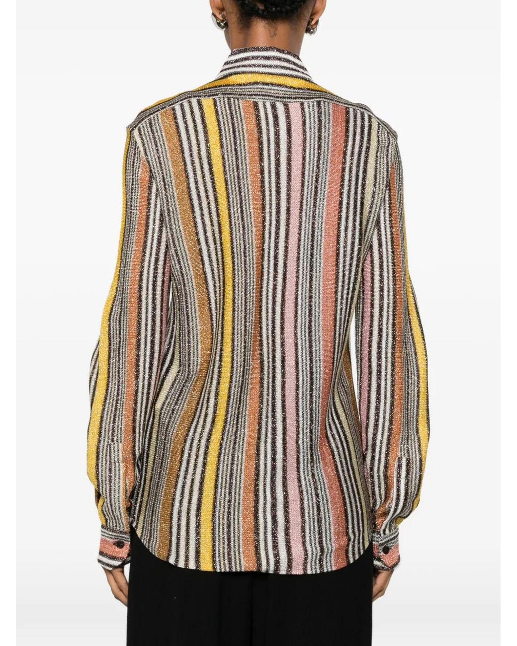 Missoni White Striped Metallic-Thread Shirt