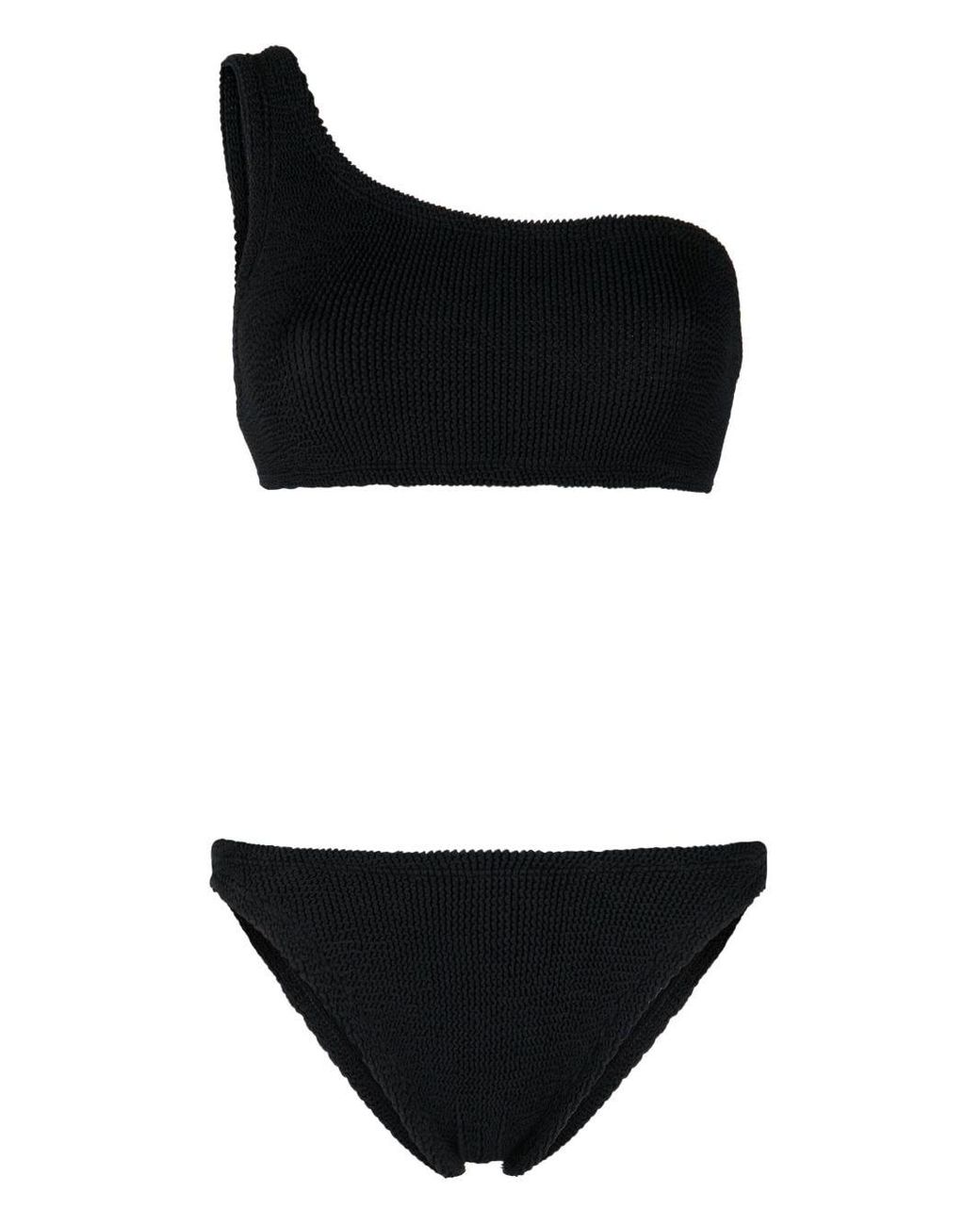 Hunza G Nancy Seersucker Texture Bikini In Black Lyst Uk 8546