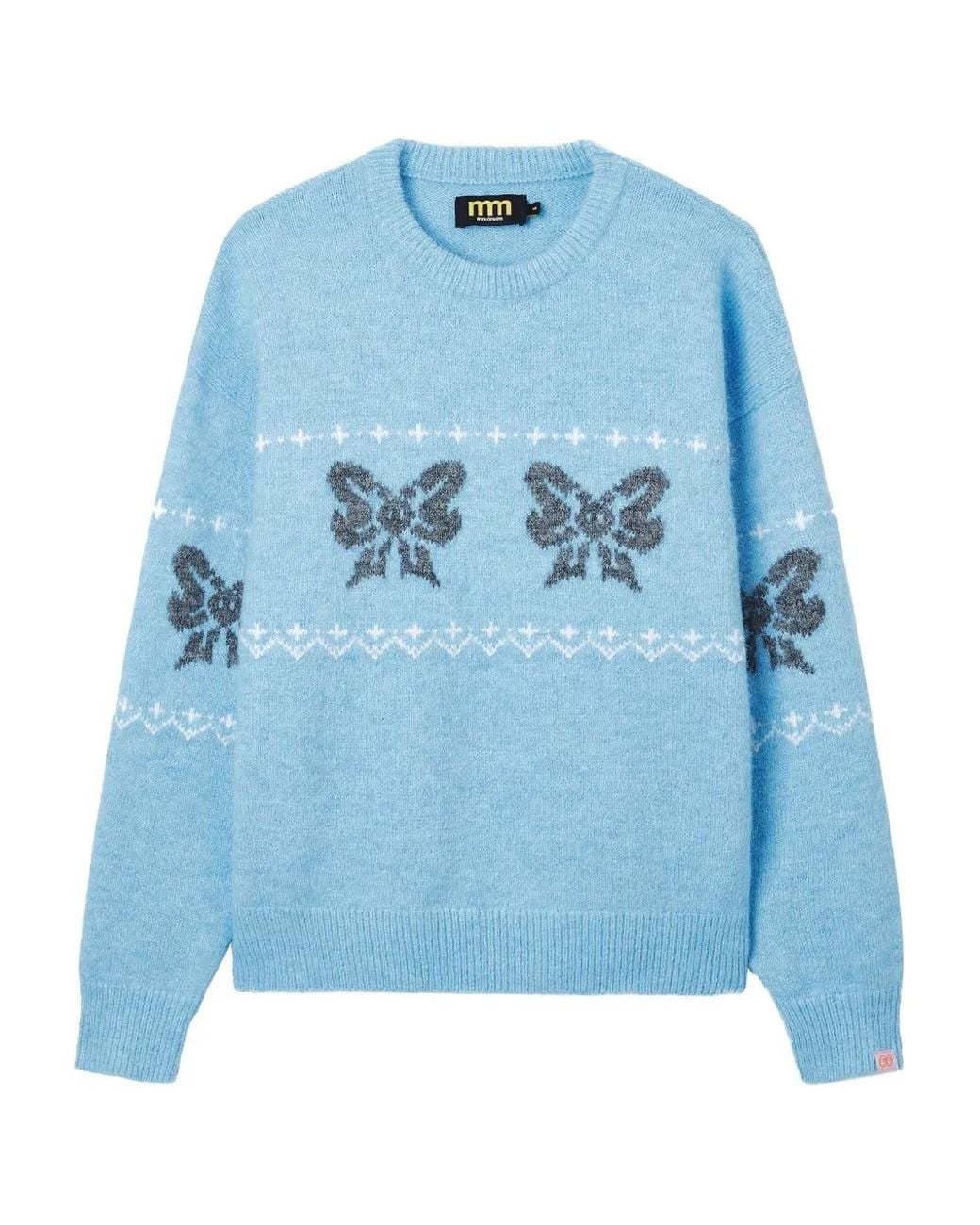Mini Cream Blue Bow Pattern Sweater