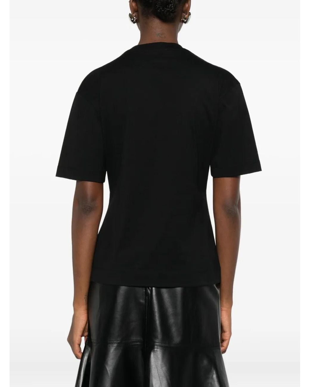 Simone Rocha Black Ruffled Satin-Panel T-Shirt