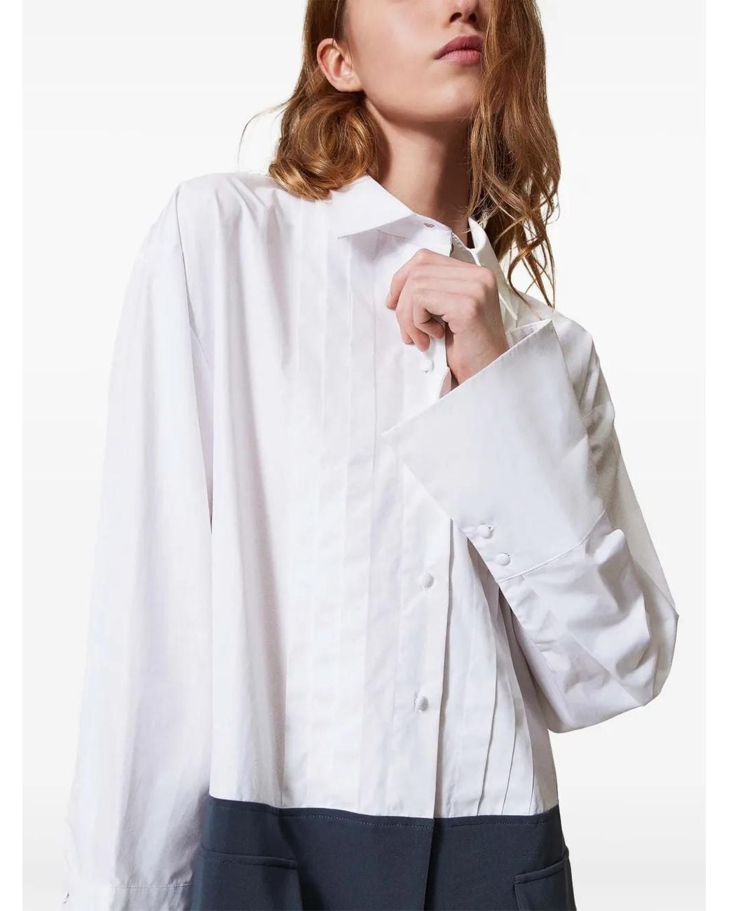 Twinset White Colour-Block Shirtdress