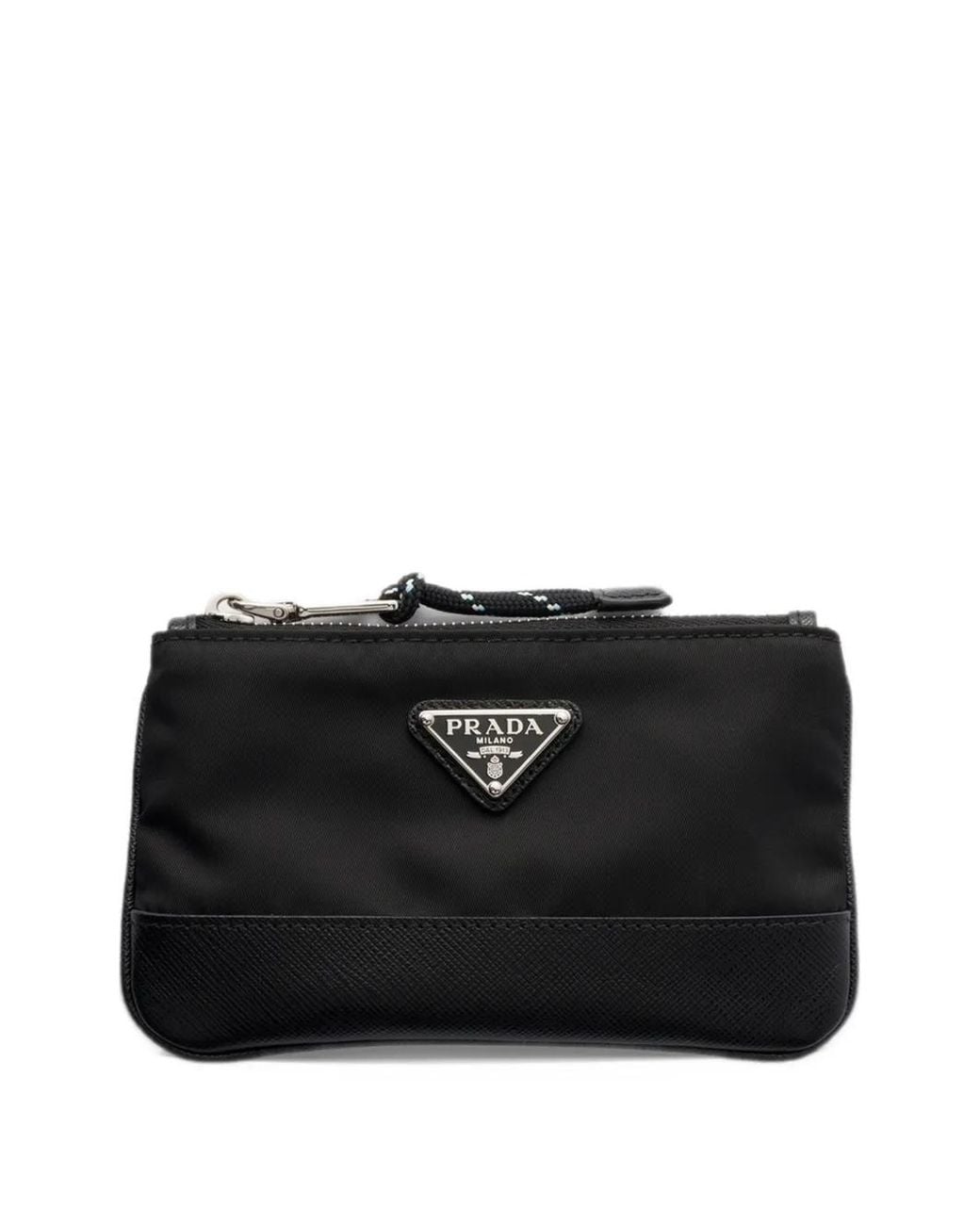 Prada Black Re-Nylon And Saffiano Mini Pouch for men