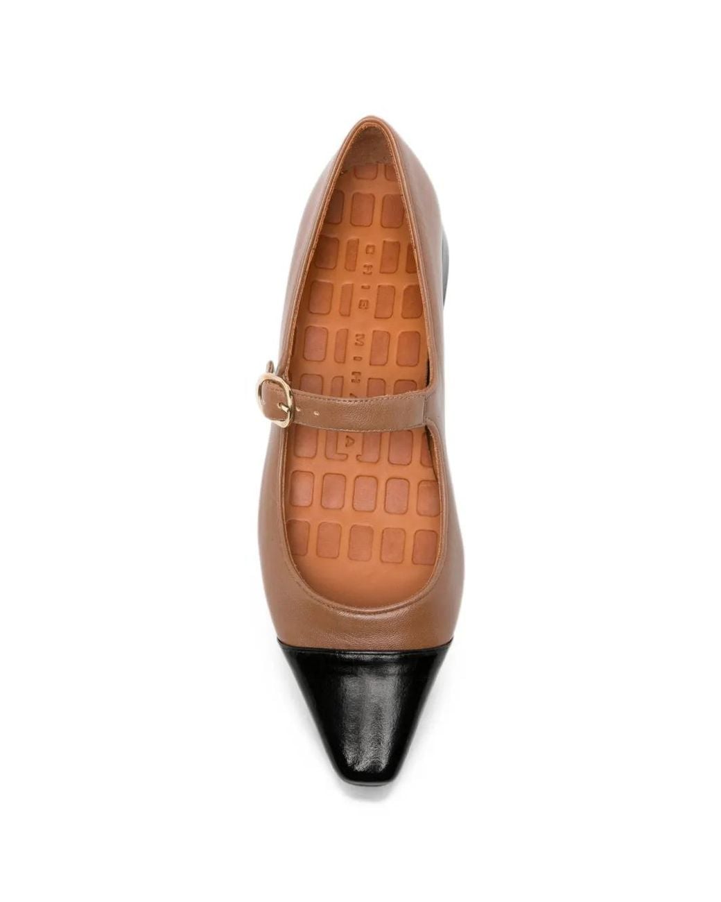Chie Mihara Brown Buckle-Strap Ballet Flats