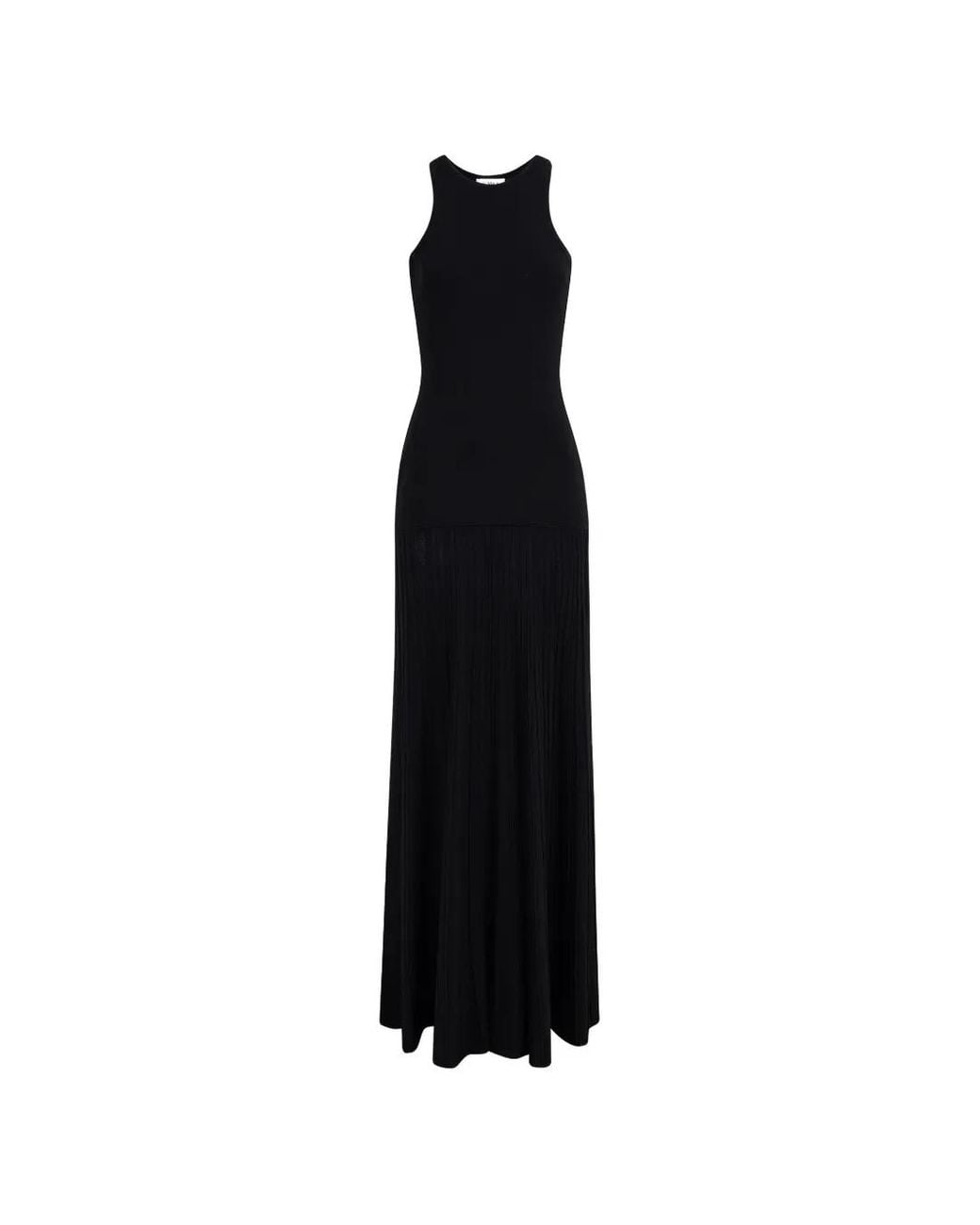 CAYET Black Elle Ribbed-Knit Maxi Dress