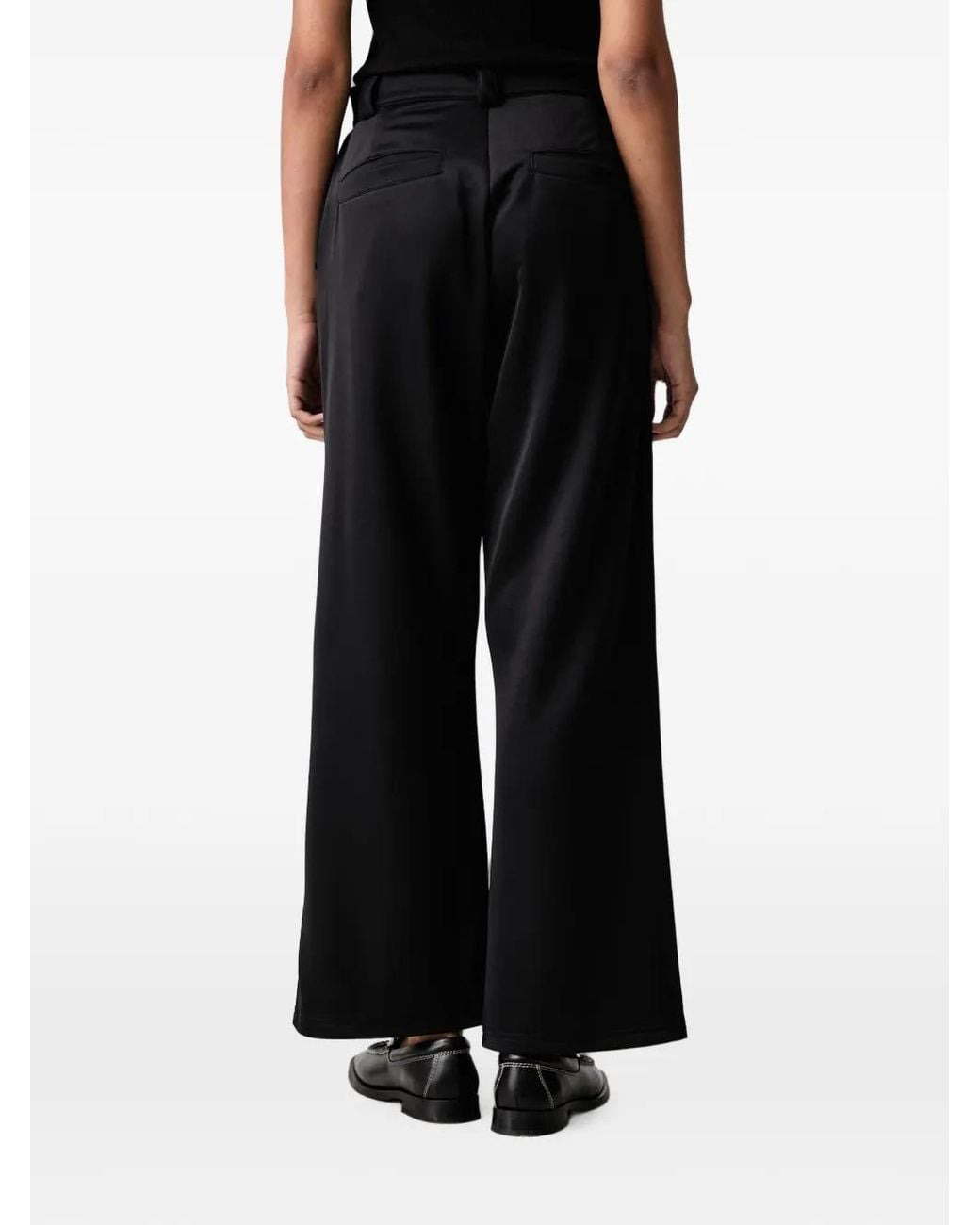 Fred Perry Black Logo-Embroidered Wide-Leg Trousers