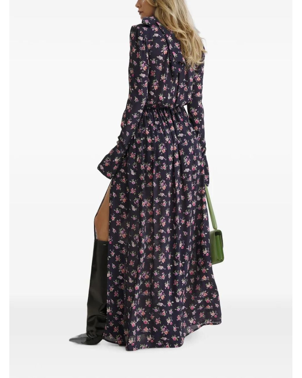 CuAnna Blue Floral-Print Tie-Neck Dress