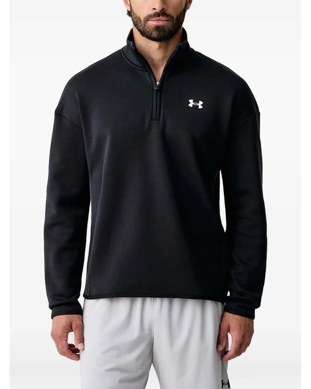 Under Armour Black Logo-Print Quarter-Zip Sweatshirt for men