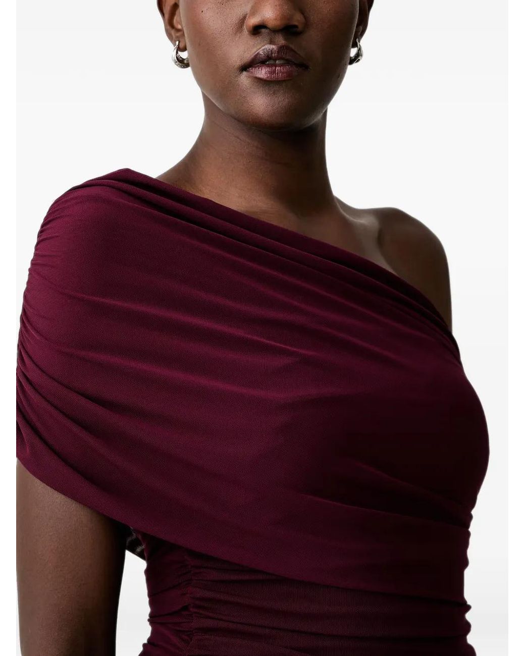 Bardot Red Harley One-Shoulder Ruched Top
