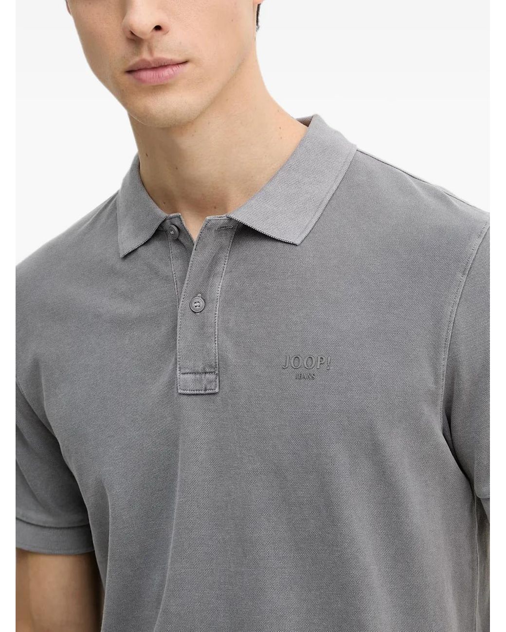 Joop! Gray Ambrosian Logo-Embroidered Polo Shirt for men