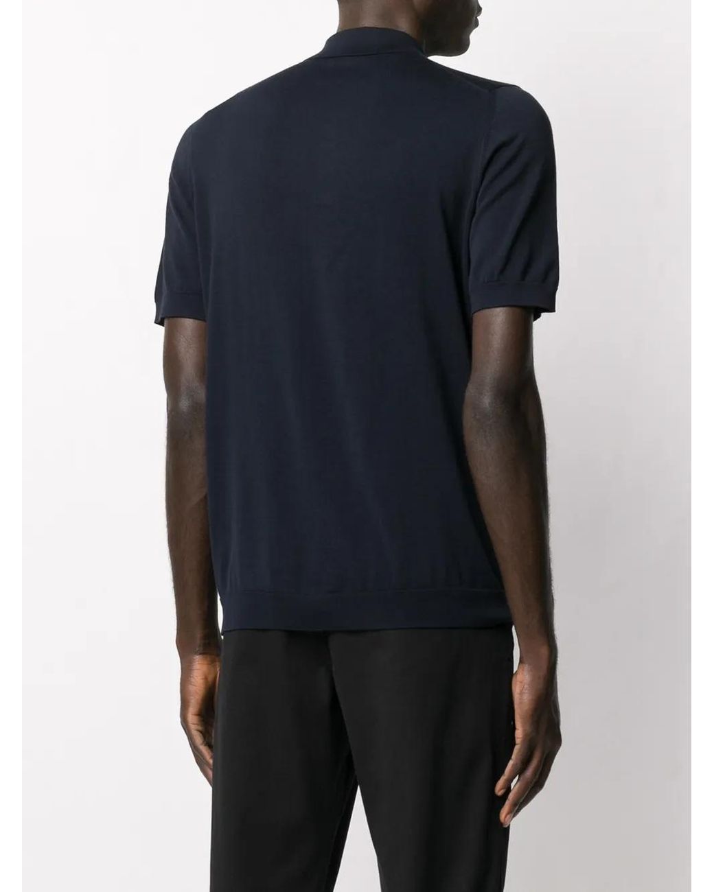 Drumohr Blue Short-Sleeve Polo Shirt for men