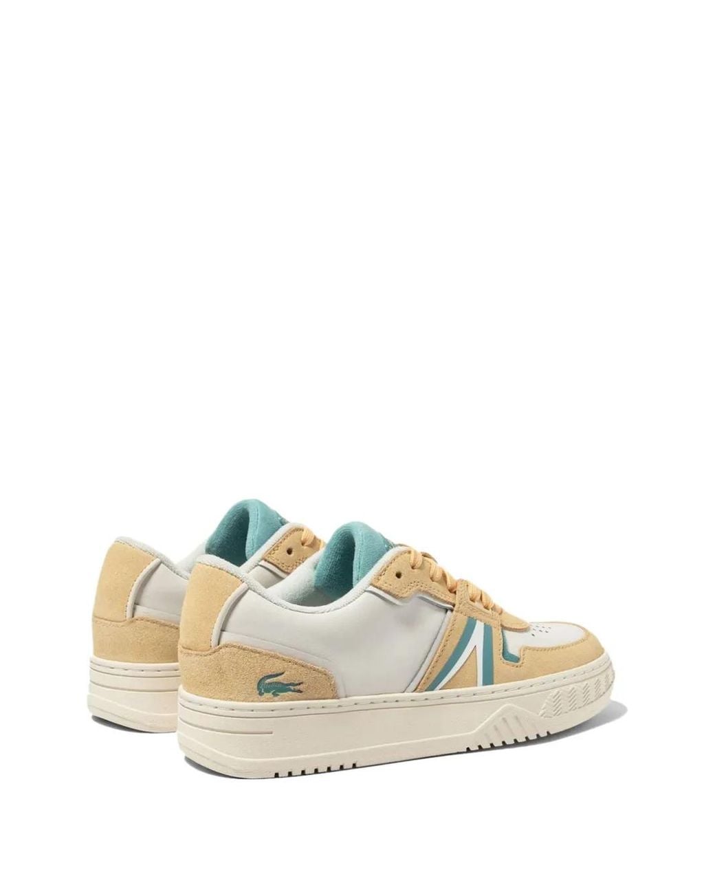 Lacoste White L001 Colour-Block Leather Sneakers