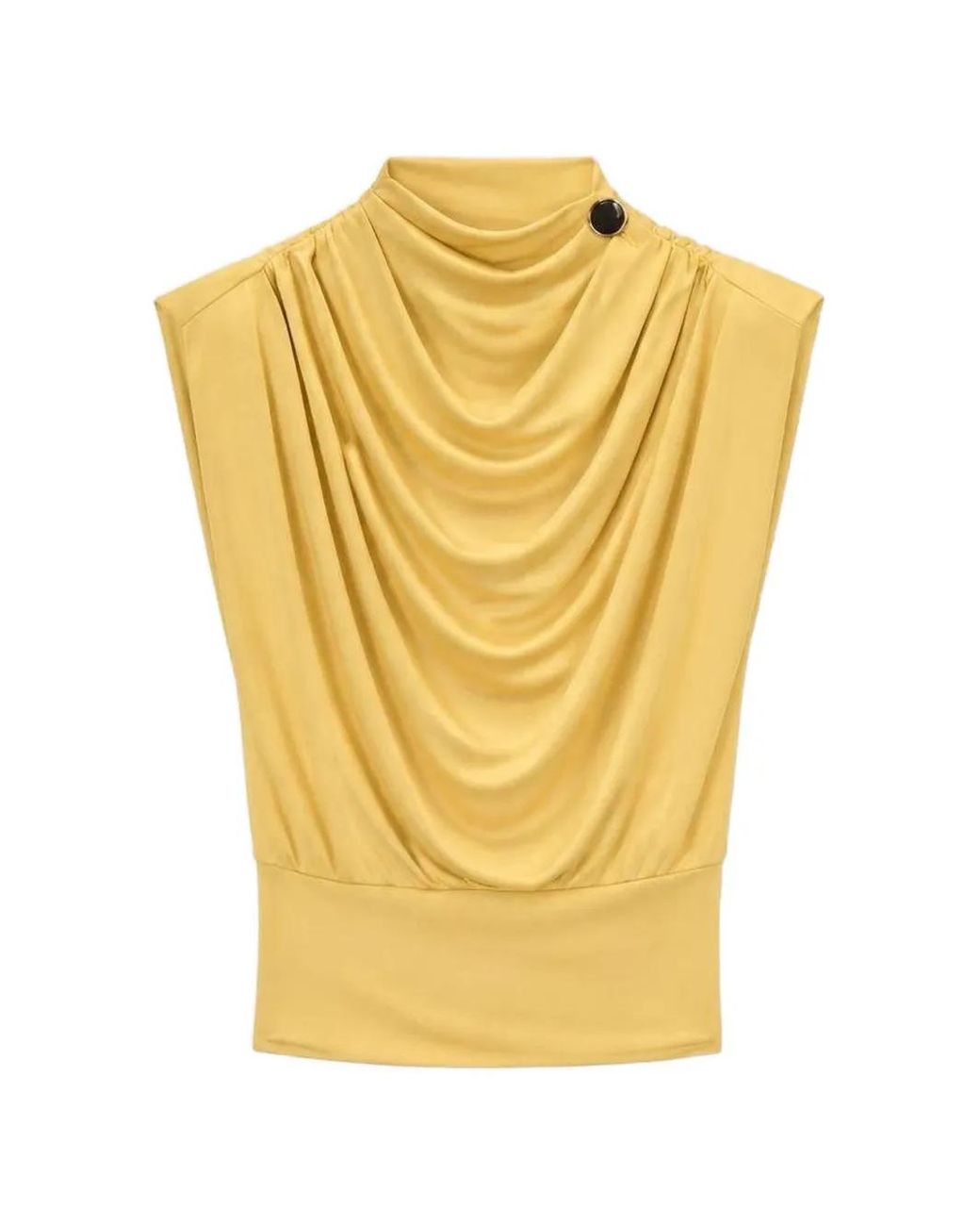 Top Drapeado Con Botones RETORI de color Yellow