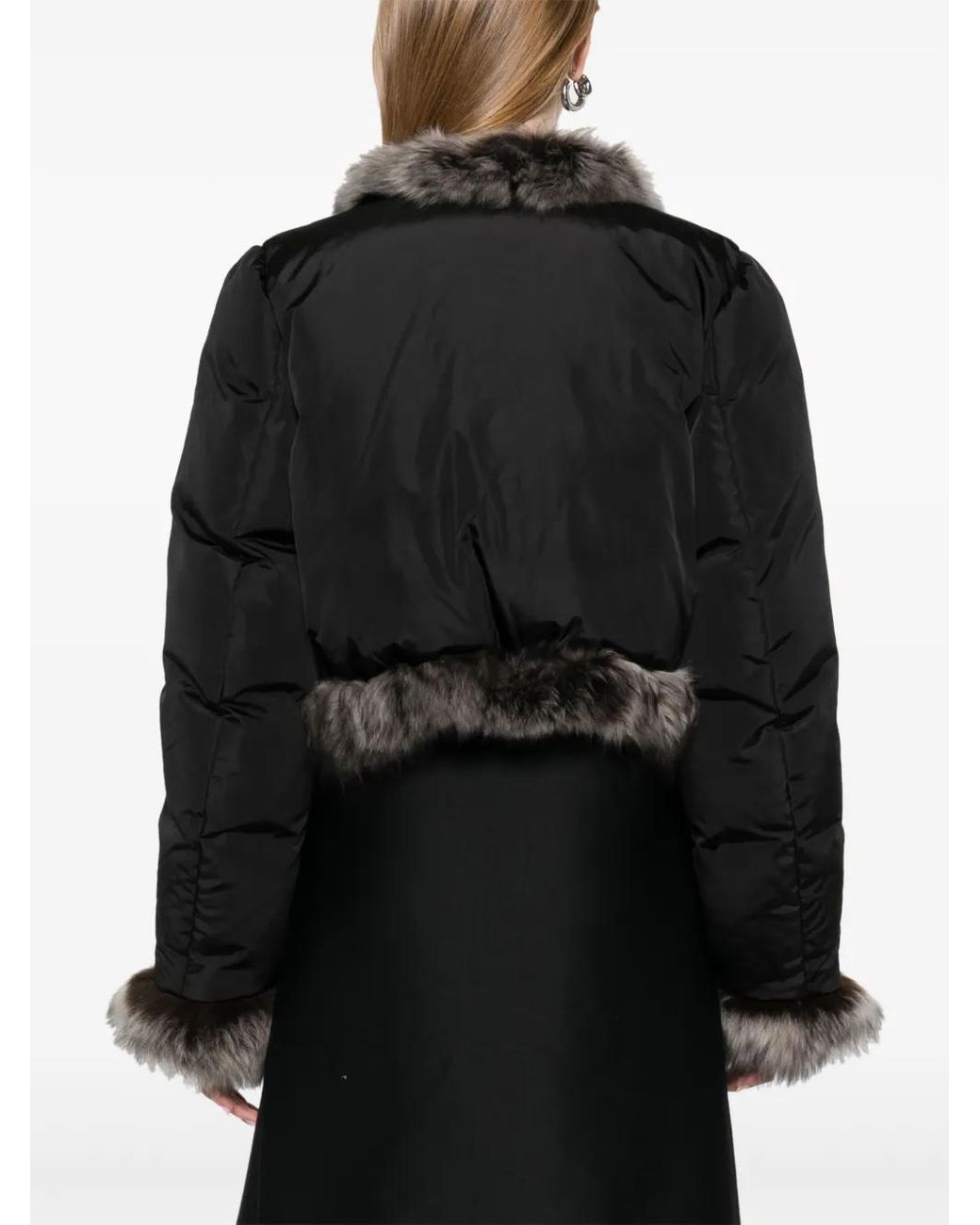 Alexander Wang Black Faux Fur-Trim Puffer Jacket