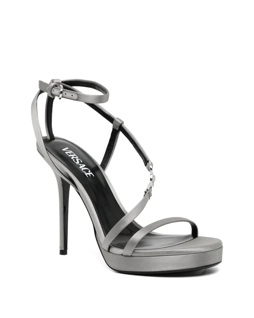 Versace White Sandales À Détails De Chaînes