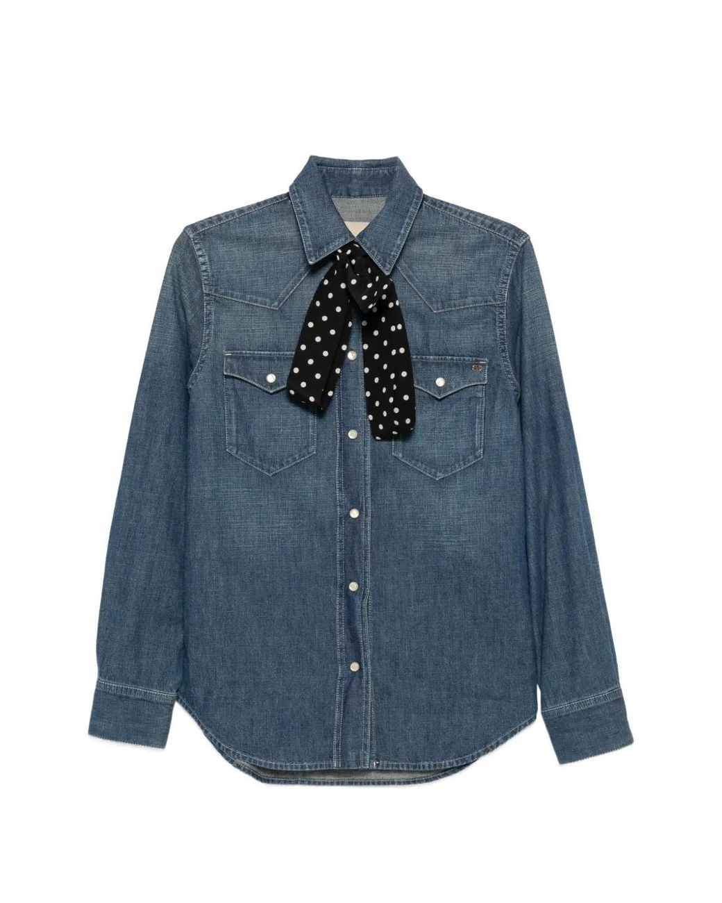 Valentino Garavani Blue Pussy-Bow Shirt