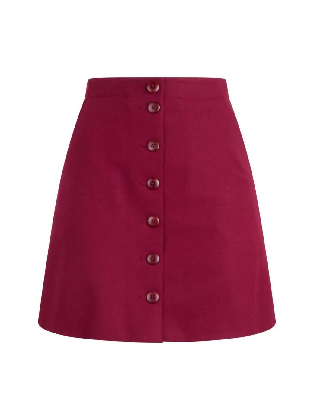 Alberta Ferretti Red Button-Up Pleated-Panel Skirt