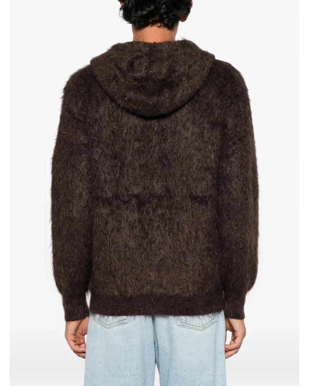 Ssstein Brown Brushed-Knit Cardigan for men