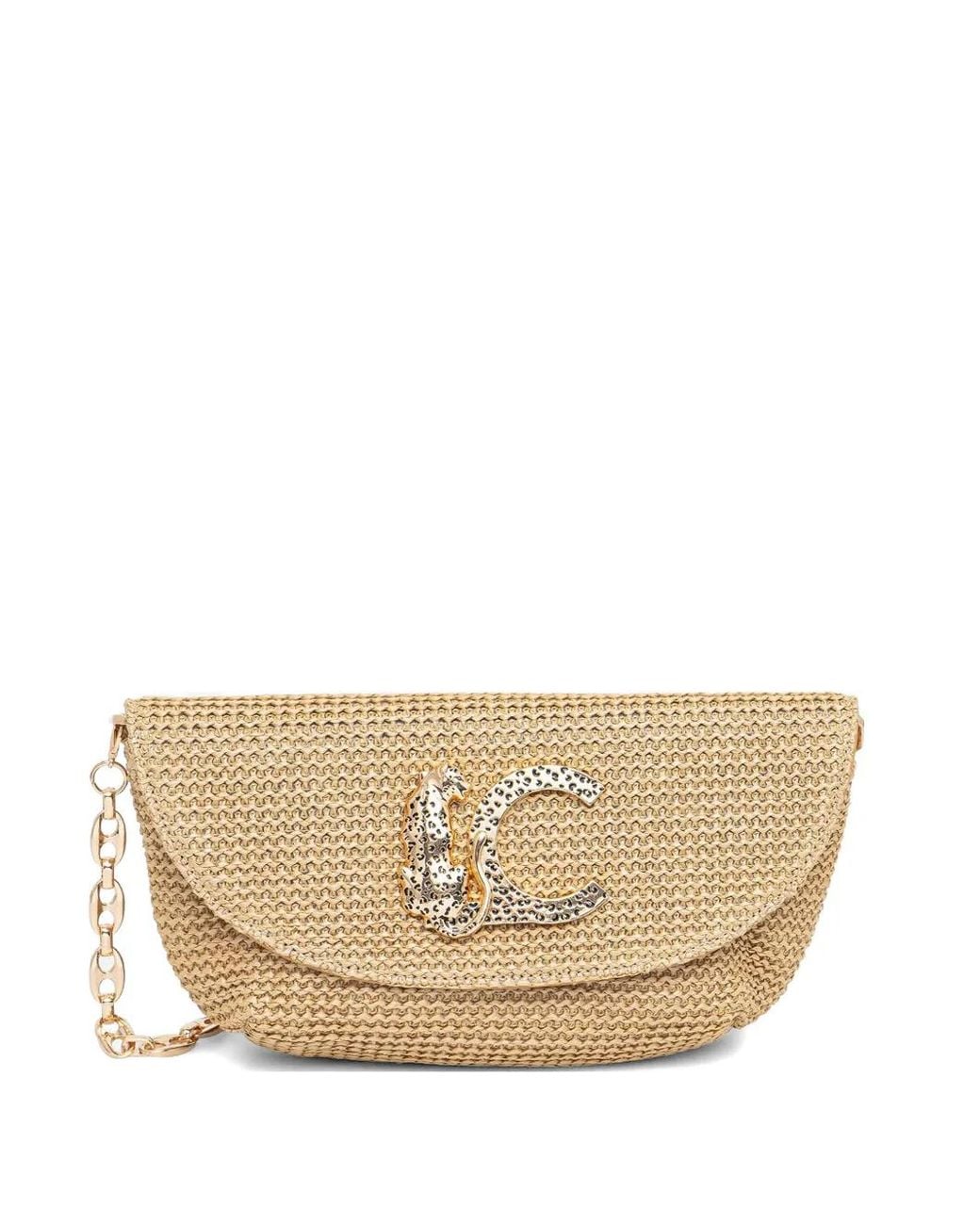 Lola Casademunt Natural Woven Logo-Plaque Crossbody Bag