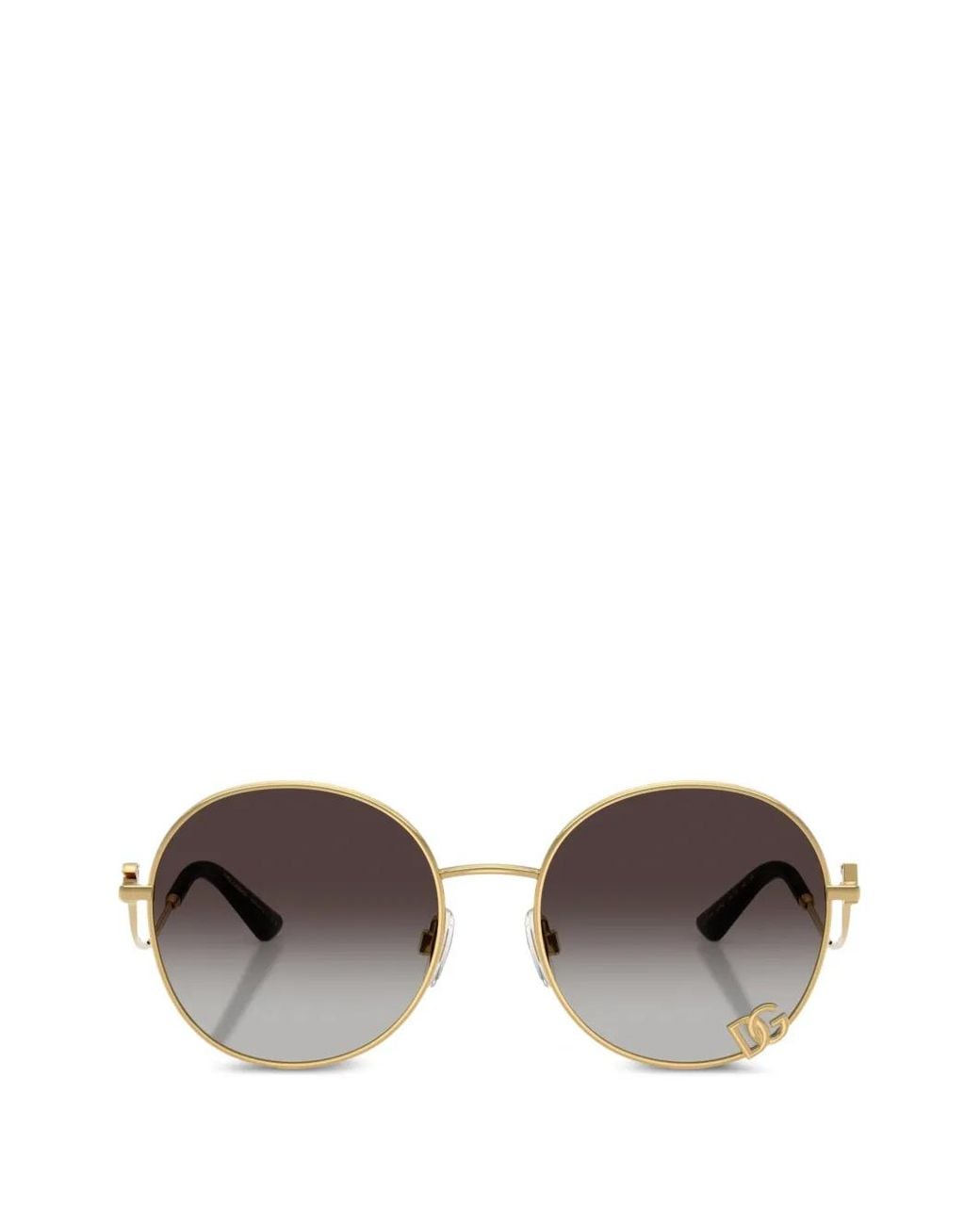 Dolce & Gabbana Metallic Dg Logo Round-Frame Sunglasses