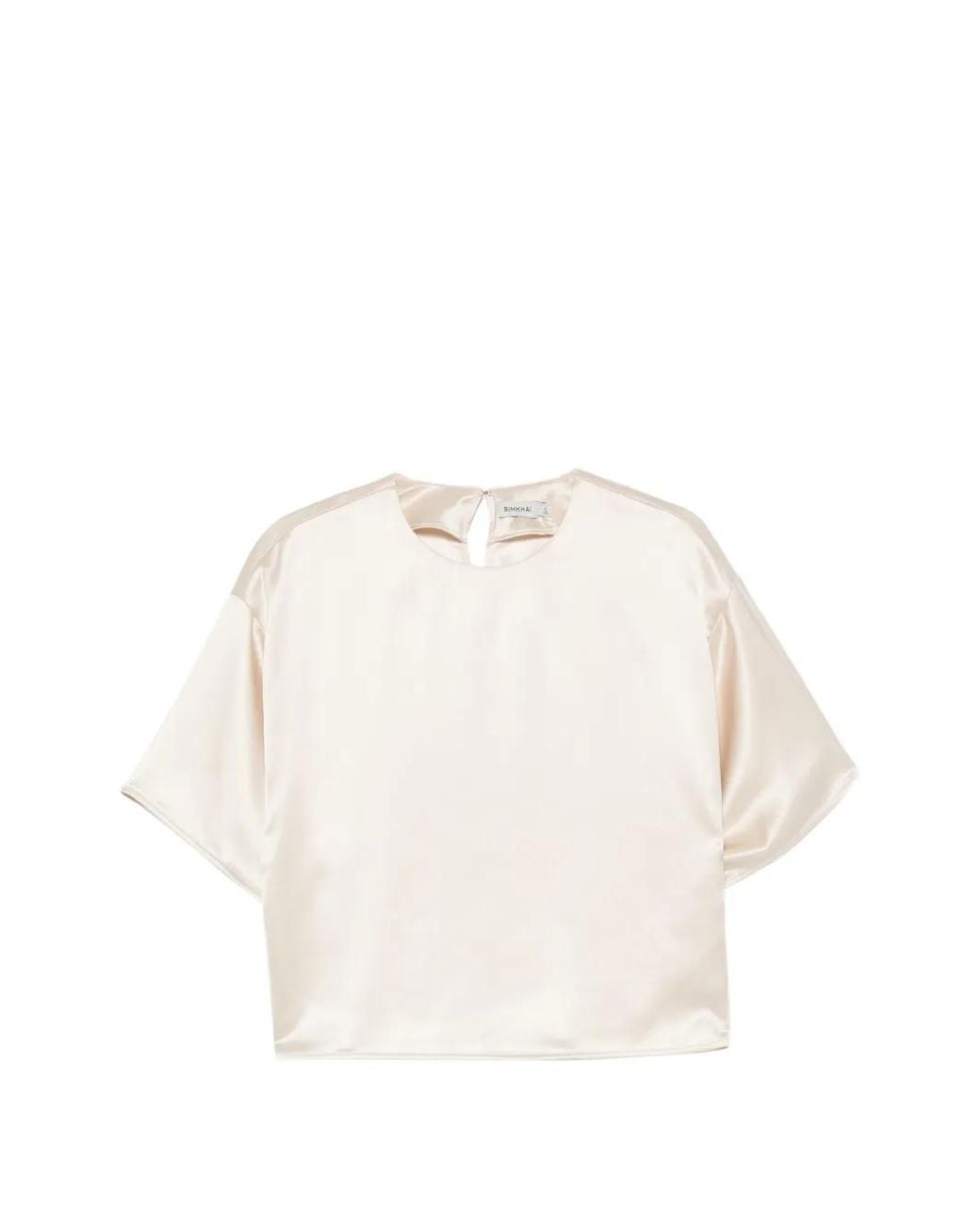 Jonathan Simkhai White Satin-Finish Short-Sleeve Top
