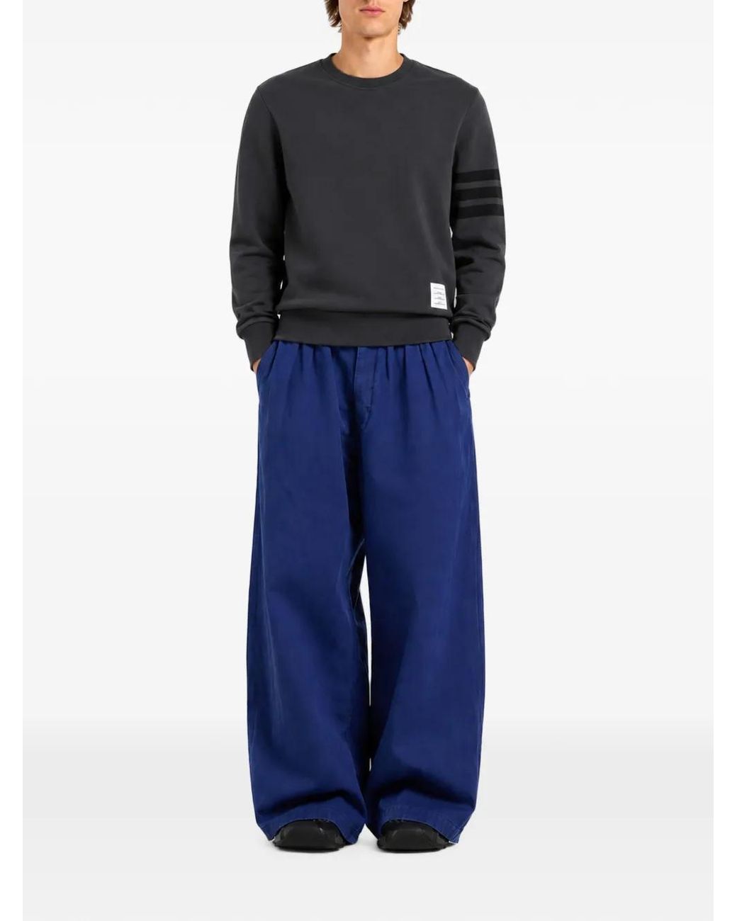 Thom Browne Black 4-Bar Loopback Cotton Sweatshirt for men